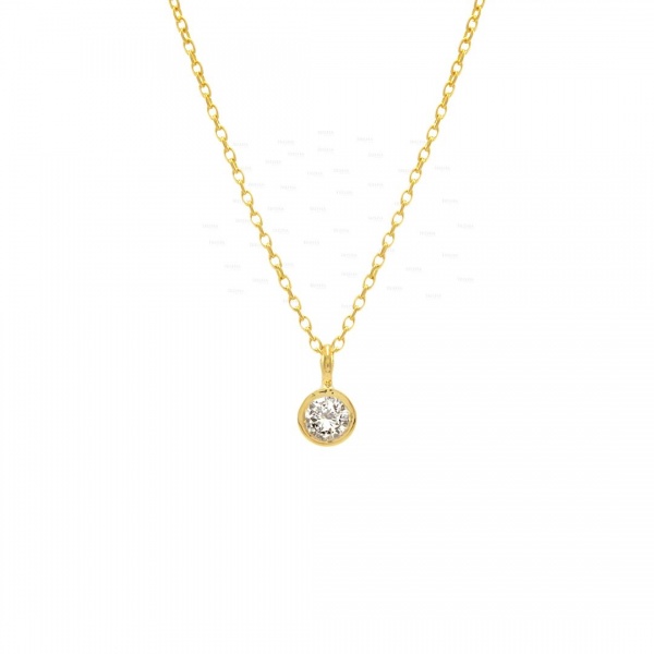 14K Gold 0.10Ct. Solitaire Genuine Diamond Classic Pendant Necklace Fine Jewelry