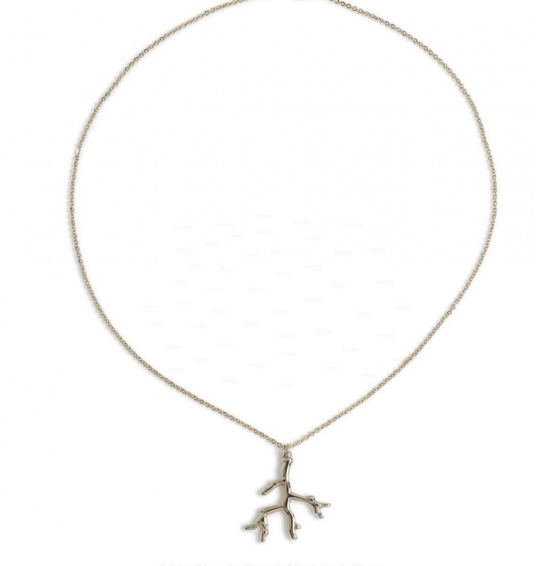 14K Solid Gold Unique Minimalist Tree Branch Pendant Necklace Fine Jewelry