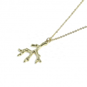 14K Solid Gold Unique Minimalist Tree Branch Pendant Necklace Fine Jewelry