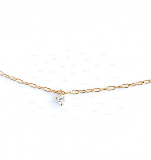 14K Gold 0.30 Ct. Genuine Three Diamond Necklace Wedding Fine Jewelry