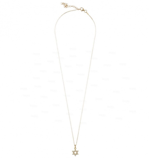 14K Gold 0.09 Ct. Genuine Diamond Star Charm Pendant Necklace Fine Jewelry