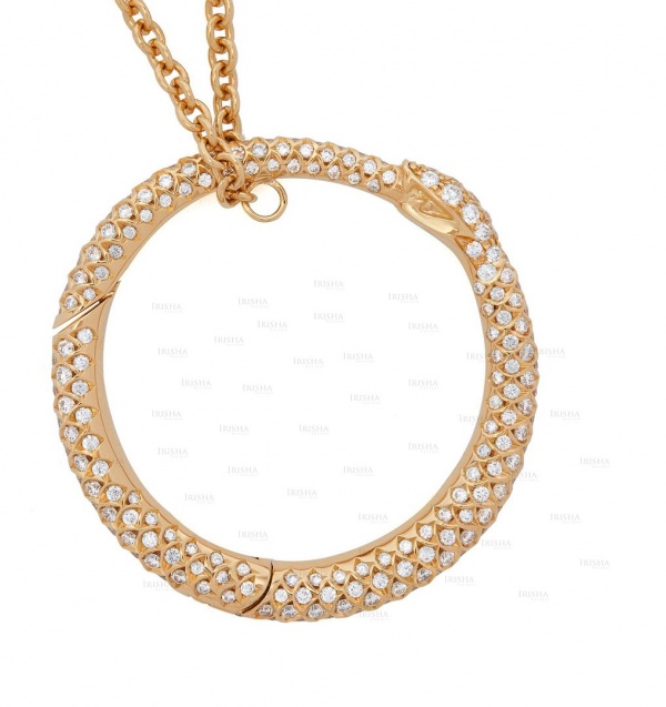 14K Gold 0.50 Ct. Genuine Diamond Snake Biting Own Tail Round Pendant Necklace
