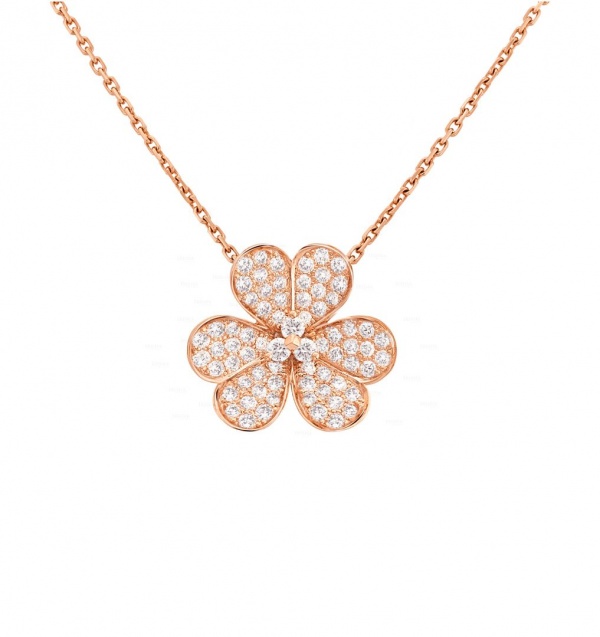 14K Gold 0.65 Ct. Genuine Diamond Flower Design Pendant Necklace Fine Jewelry