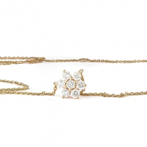 14K Gold 0.35 Ct. Genuine Diamond Floral Shape Wedding Pendant Necklace Jewelry