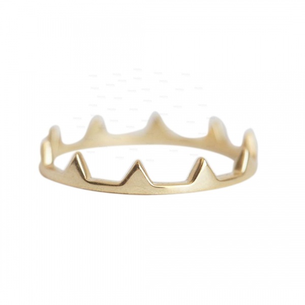 14K Solid Gold Crown Shape Unique Promise Ring Fine Jewelry Size -3 to 8 US