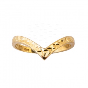 14K Solid Gold Hammered Finish Chevron Ring Fine Jewelry Size-3 to 8 US