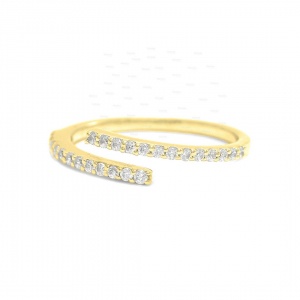 14K Gold 0.17 Ct. Genuine Diamond Open Cuff Ring Fine Jewelry Size - 3 to 8 US