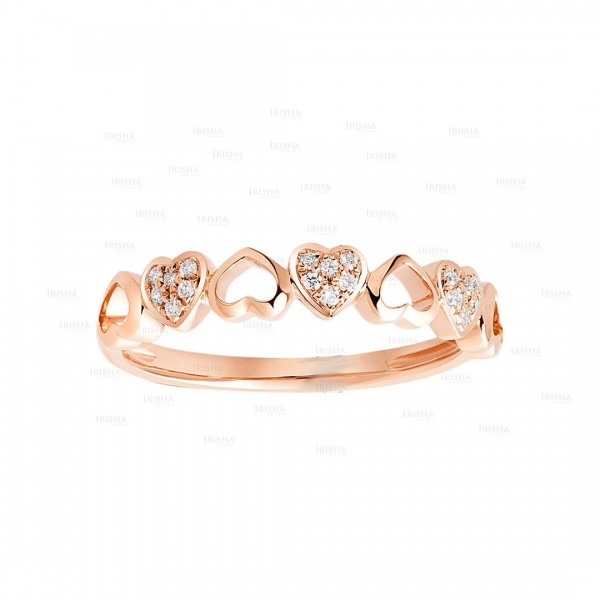 14K Gold 0.12 Ct. Genuine Diamond Love Heart Eternity Ring Fine Jewelry