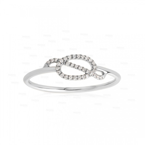 14K Gold 0.17 Ct. Genuine Diamond Unique Knot Design Delicate Ring Fine Jewelry