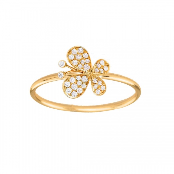 14K Gold 0.21 Ct. Genuine Diamond Tiny Butterfly Design Ring Fine Jewelry