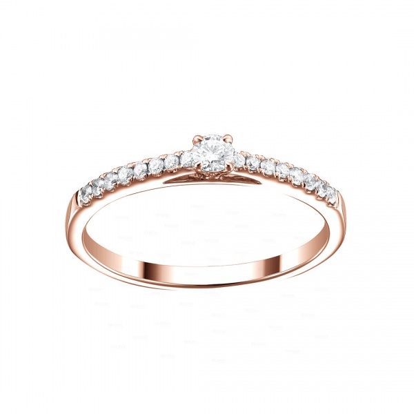 14K Gold 0.13 Ct. Genuine Diamond Half Eternity Engagement Band Ring Fine Jewelry