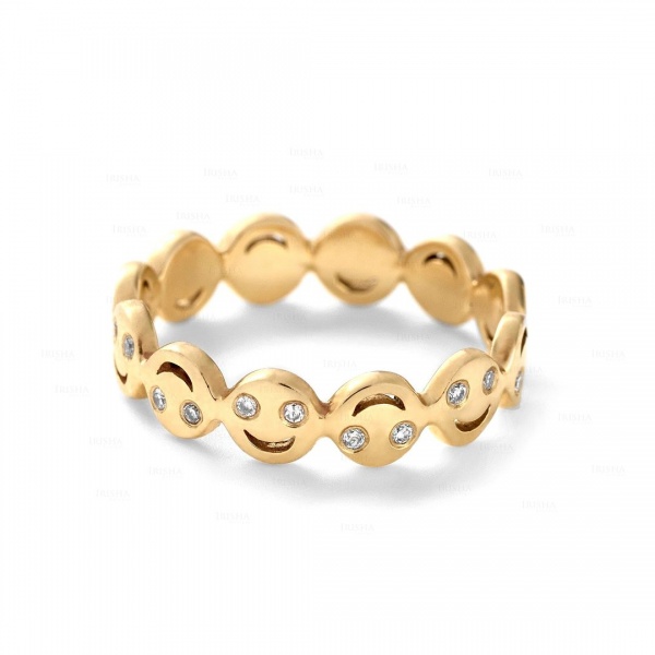 14K Gold 0.25 Ct. Genuine Diamond Multi Smiley Face Ring Fine Jewelry