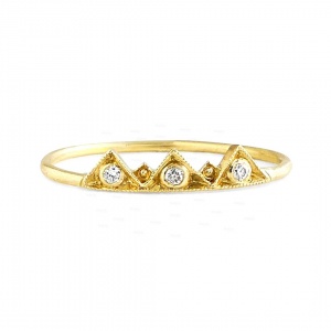 14K Gold 0.06 Ct. Genuine Diamond Crown Design Wedding Ring Fine Jewelry