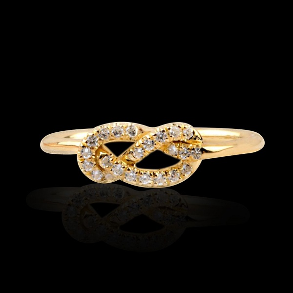 14K Gold 0.20 Ct. Genuine Diamond Infinity Knot Delicate Ring Fine Jewelry