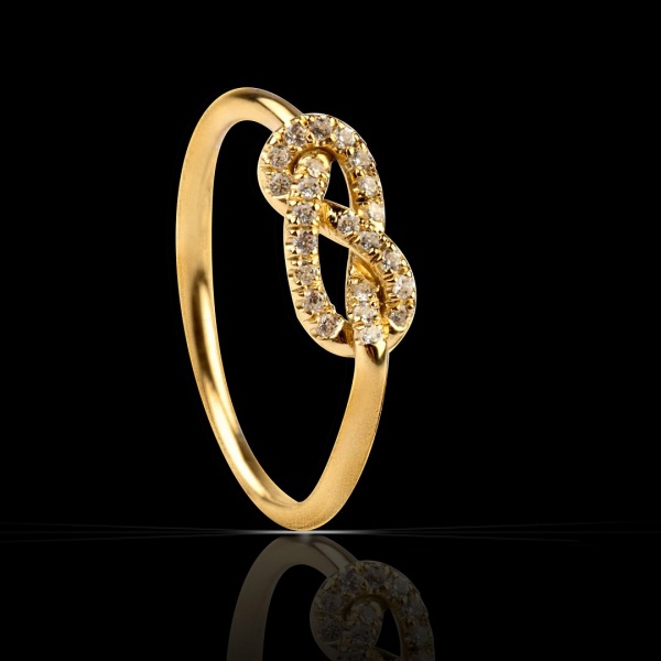 14K Gold 0.20 Ct. Genuine Diamond Infinity Knot Delicate Ring Fine Jewelry