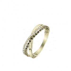 14K Gold Genuine White-Black Diamond Wedding Engagement Bridal Ring Fine Jewelry