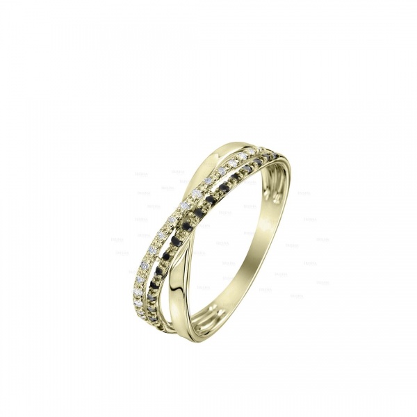14K Gold Genuine White-Black Diamond Wedding Engagement Bridal Ring Fine Jewelry
