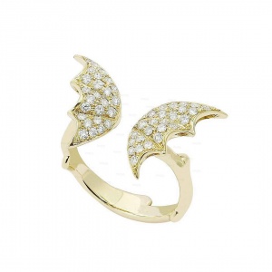 14K Gold 0.50 Ct.Genuine Diamond Bat Wing Design Ring Halloween Fine Jewelry
