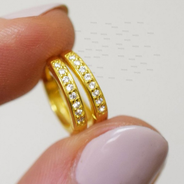 14K Gold 0.25 Ct. Genuine VS Clarity Diamond Hoop Huggie Earrings Christmas Gift