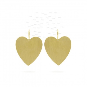 14K Solid Gold Long Heart Dangle Hook Earrings Best Gift For Special One