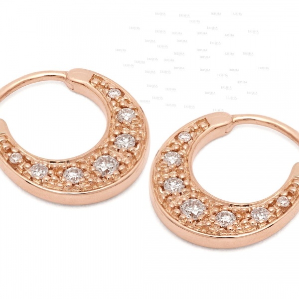 14K Gold 0.40 Ct. Genuine Diamond Hoop Earrings Thanksgiving Gift Fine Jewelry
