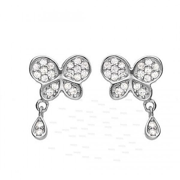 14K Gold 0.35 Ct. Genuine Dangling Diamond Butterfly Studs Earrings Fine Jewelry