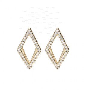14K Gold 0.30 Ct. Genuine VS Clarity Diamond Rhombus Shape Studs Earrings