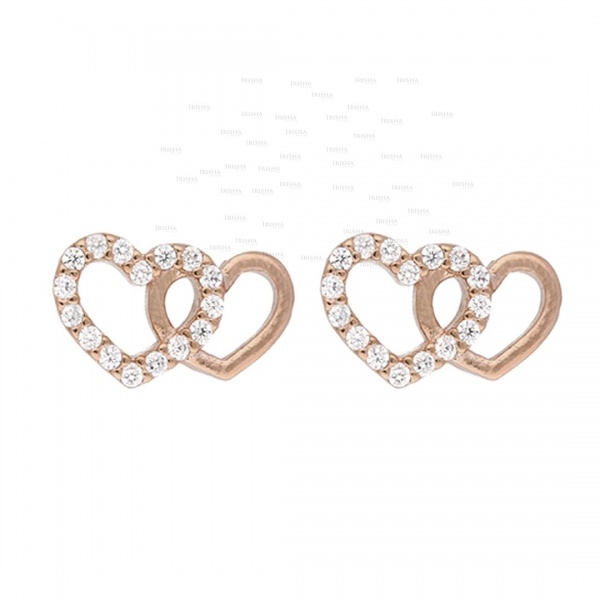 14K Gold 0.25 Ct. Genuine Diamond Love Heart Studs Earring Gift For Her