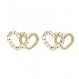 14K Gold 0.25 Ct. Genuine Diamond Love Heart Studs Earring Gift For Her