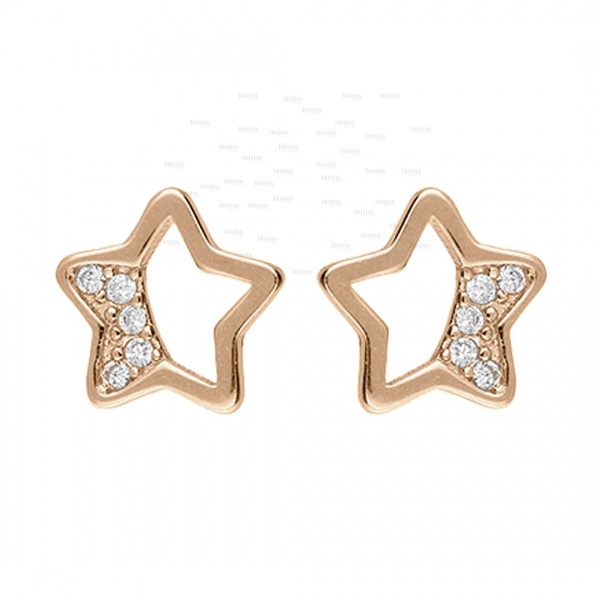 14K Gold 0.08 Ct. Genuine Diamond Mini Studs Earrings Christmas Gift Jewelry