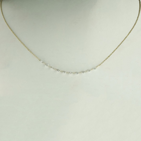 14K Yellow Gold Genuine Drilled Diamond Necklace Fine Jewelry Anniversary Gift
