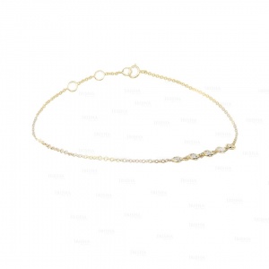 14K Gold 0.25 Ct. Genuine Five Bezel Set Diamond Wedding Bracelet Fine Jewelry