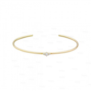 14K Gold 0.15 Ct. Genuine Diamond Open Cuff Bangle Bracelet Fine Jewelry