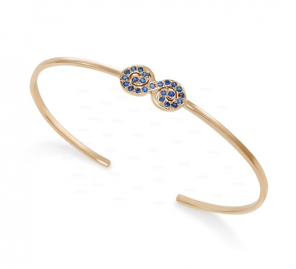 14K Gold 0.25 Ct. Genuine Diamond Infinity Cuff  Bangle Bracelet Fine Jewelry