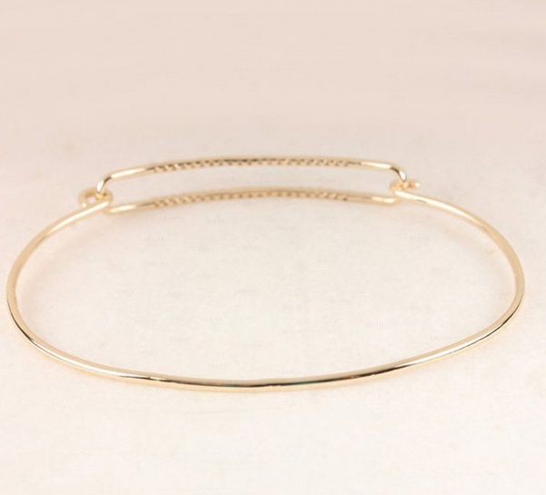 14K Gold 0.28 Ct. Genuine Diamond Openable Bangle Bracelet Fine Jewelry