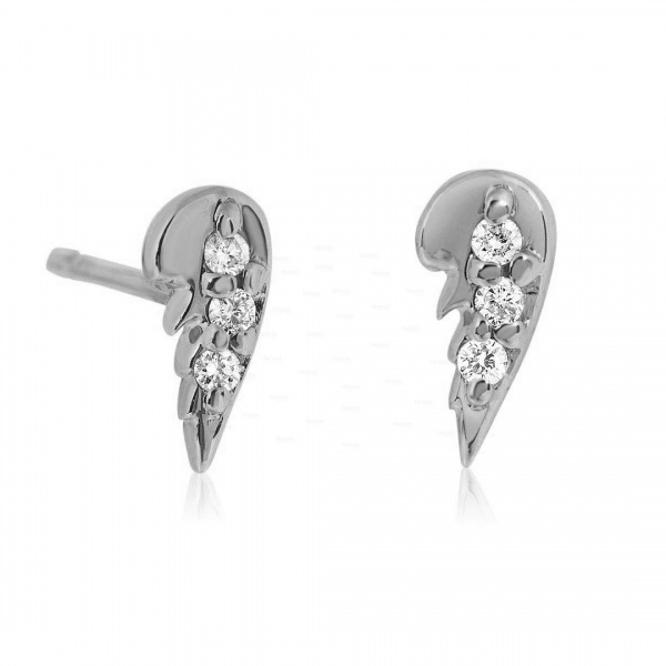 14K Gold 0.07 Ct. Genuine Diamond New Angel Wing Studs Earrings Fine Jewelry