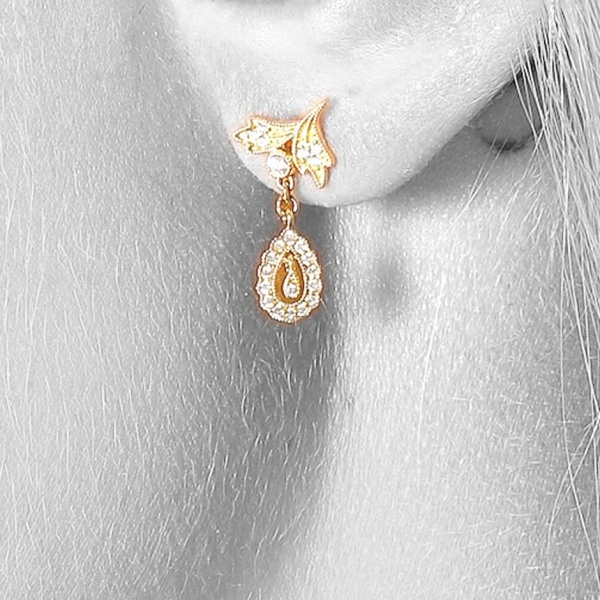 14K Gold 0.50 Ct. (Half Carat) Genuine Diamond Dangle Earrings Fine Jewelry