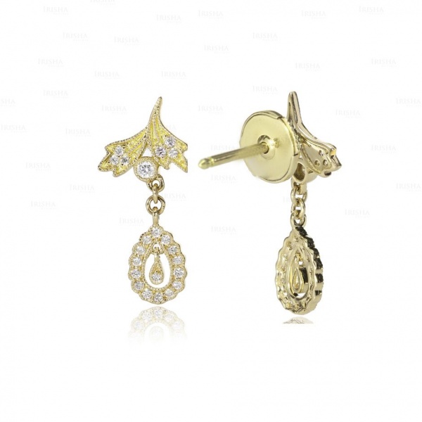 14K Gold 0.50 Ct. (Half Carat) Genuine Diamond Dangle Earrings Fine Jewelry
