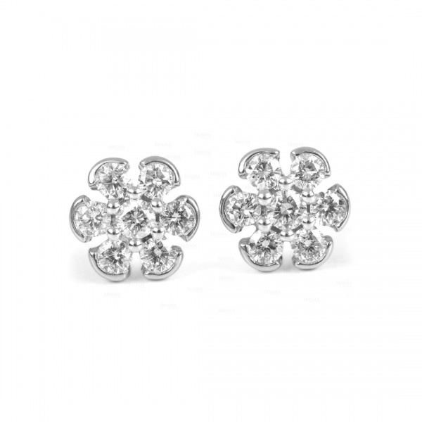 14K Gold 0.22 Ct. Genuine Diamond Floral Studs Earrings Fine Jewelry-New Arrival