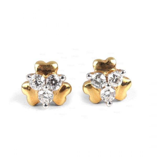 14K Gold 0.12 Ct. Genuine Diamond Valentine Special Heart Design Studs Earrings