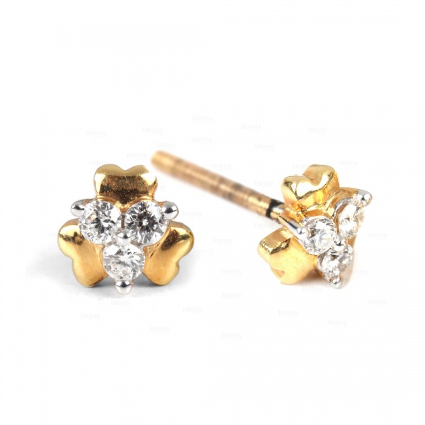 14K Gold 0.12 Ct. Genuine Diamond Valentine Special Heart Design Studs Earrings