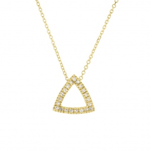 14K Gold 0.11 Ct. Genuine Diamond Open Triangle Pendant Necklace Fine Jewelry