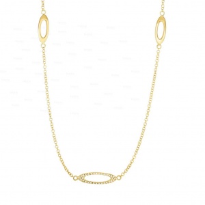 14K Gold 0.16 Ct. Genuine Diamond Open Oval Infinity Symbol Necklace Fine Jewelry