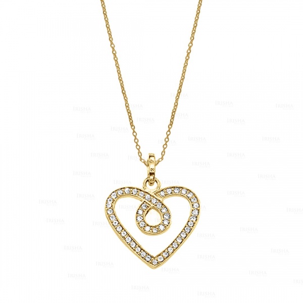 14K Gold 0.24 Ct. Genuine Diamond Heart Pendant Birthday Gift Fine Jewelry