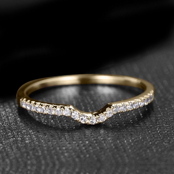 14K Gold 0.14Ct. Genuine Diamond Chevron Wedding Ring Fine Jewelry Size-3 to 8US