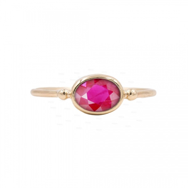 14K Gold 0.60 Ct. Solitaire Genuine Oval Shape Ruby Gemstone Ring Fine Jewelry
