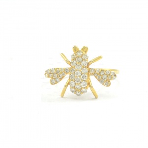 14K Gold 0.33 Ct. Genuine Diamond Honeybee Ring Fine Jewelry Size - 3 to 8 US