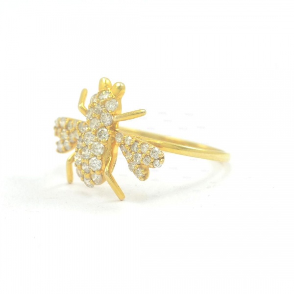 14K Gold 0.33 Ct. Genuine Diamond Honeybee Ring Fine Jewelry Size - 3 to 8 US
