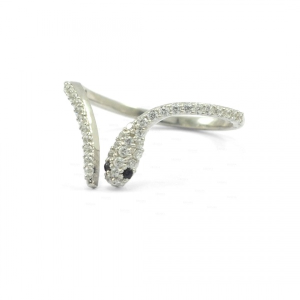 14K Gold 0.35 Ct. Genuine White And Black Diamond Snake Ring Fine Jewelry