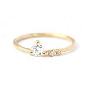 14K Gold 0.12 Ct. Genuine Diamond Asymmetrical Engagement Ring Fine Jewelry